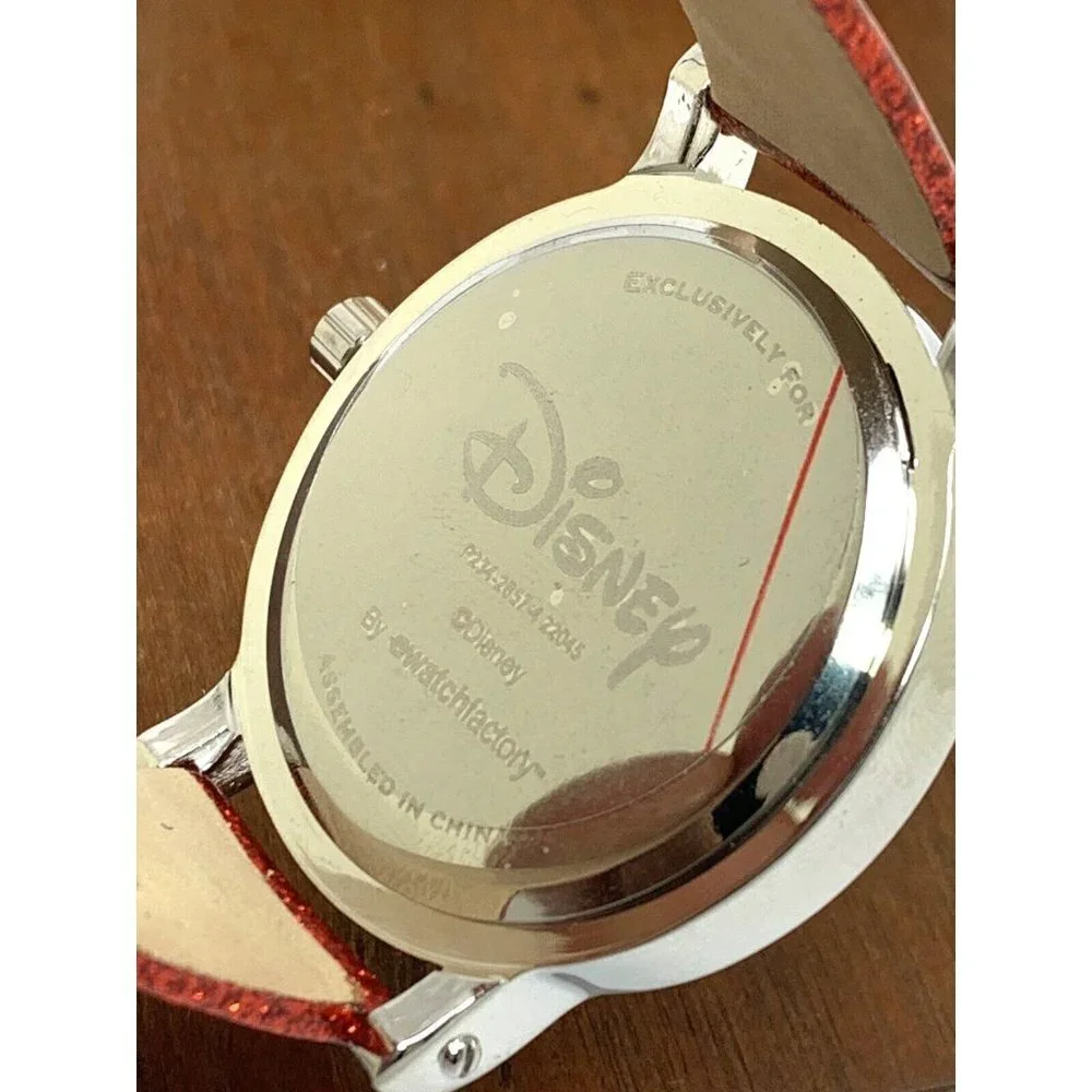 Disney Cruella Women's Watch WDS001023 Quartz Silver 38mm Red Leather Ba…